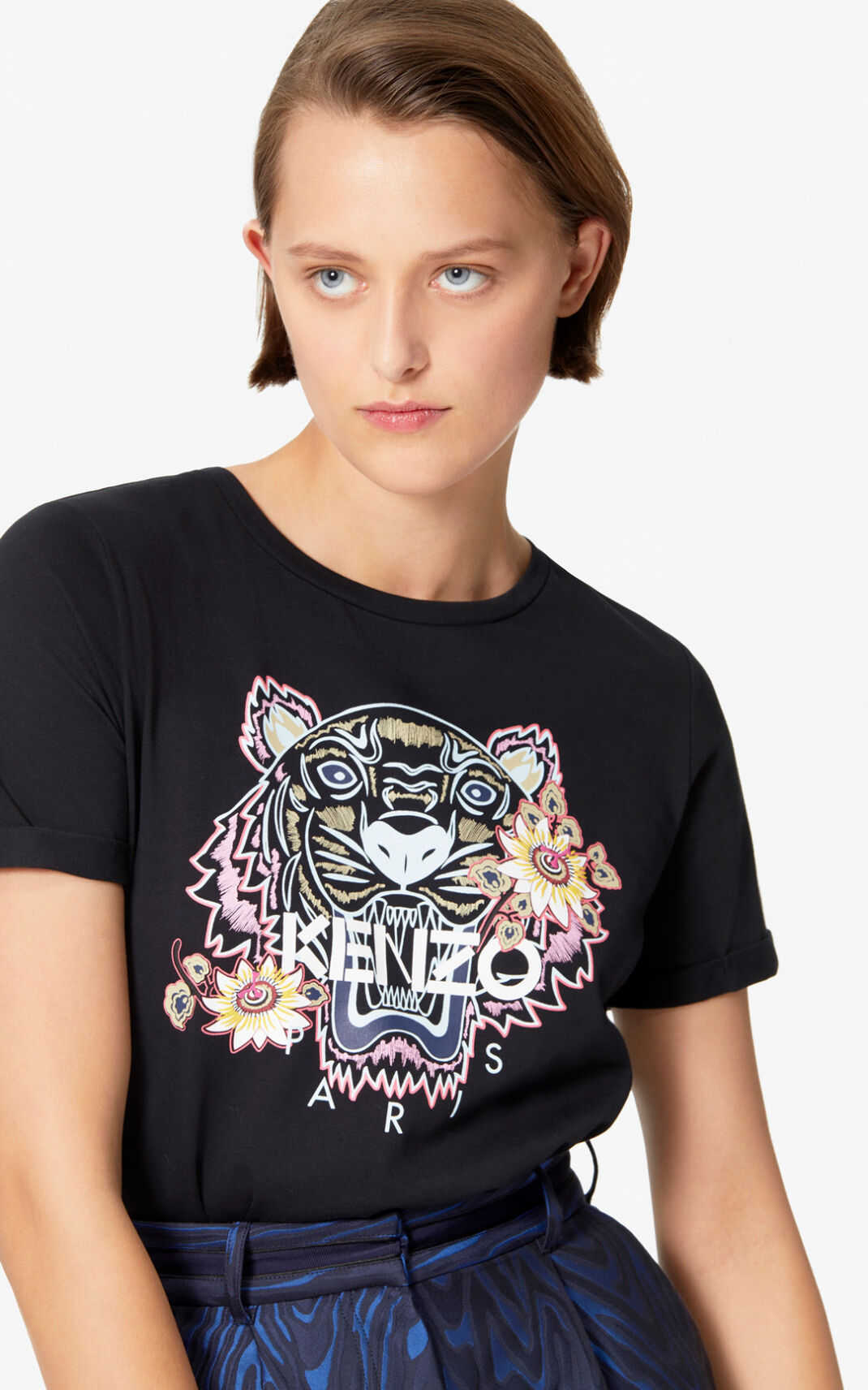 Camisetas Kenzo Passion Flower Tiger Mujer Negras - SKU.0549664